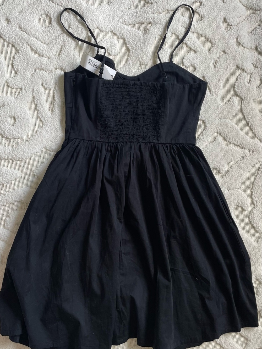 Girls' Black Smocked Bodice Spaghetti Strap Dress